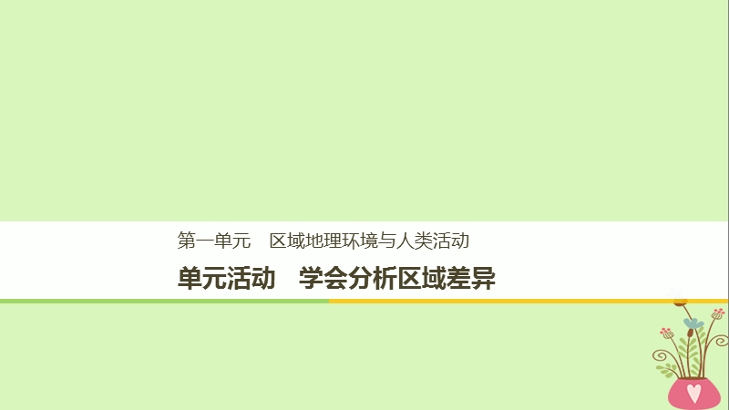 江苏专用2018_2019学年高中地理第一单元区域地理环境与人类活动单元活动学会分析区域差异课件鲁教版必修.ppt_第1页