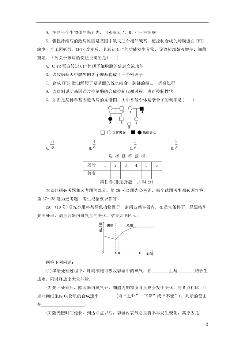 2018年高考生物模拟试题精编五.doc_第2页