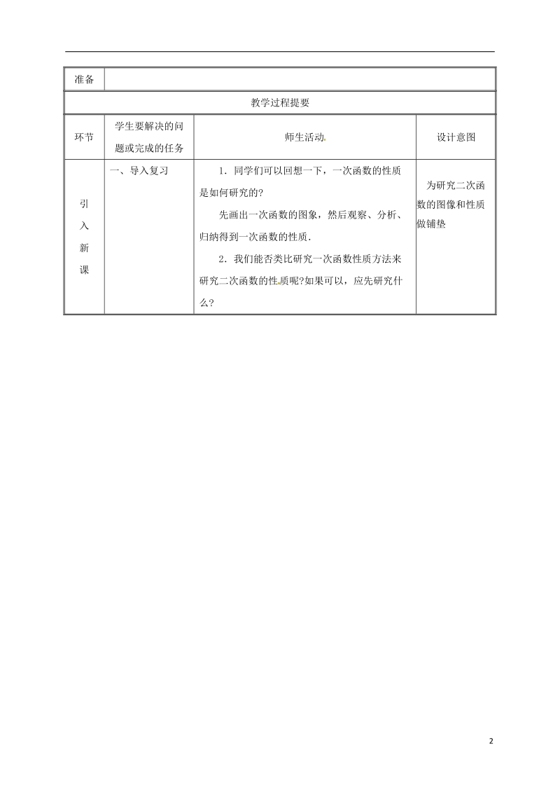 湖南省益阳市资阳区迎丰桥镇九年级数学上册第二十二章二次函数22.1.2二次函数y＝ax2的图象和性质教案新版新人教版.doc_第2页