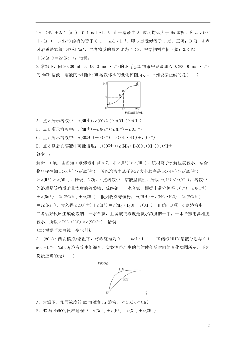 2019版高考化学一轮复习第八章水溶液中的离子平衡微专题27利用“曲线”变化判断“粒子”浓度关系学案.doc_第2页