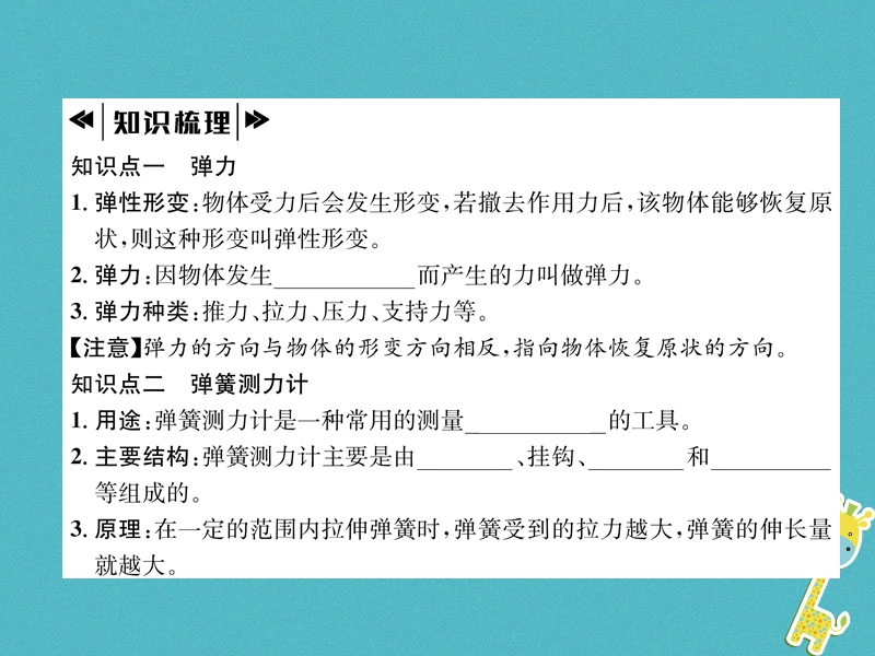 2018年八年级物理全册第6章第3节弹力与弹簧测力计作业课件新版沪科版.ppt_第2页