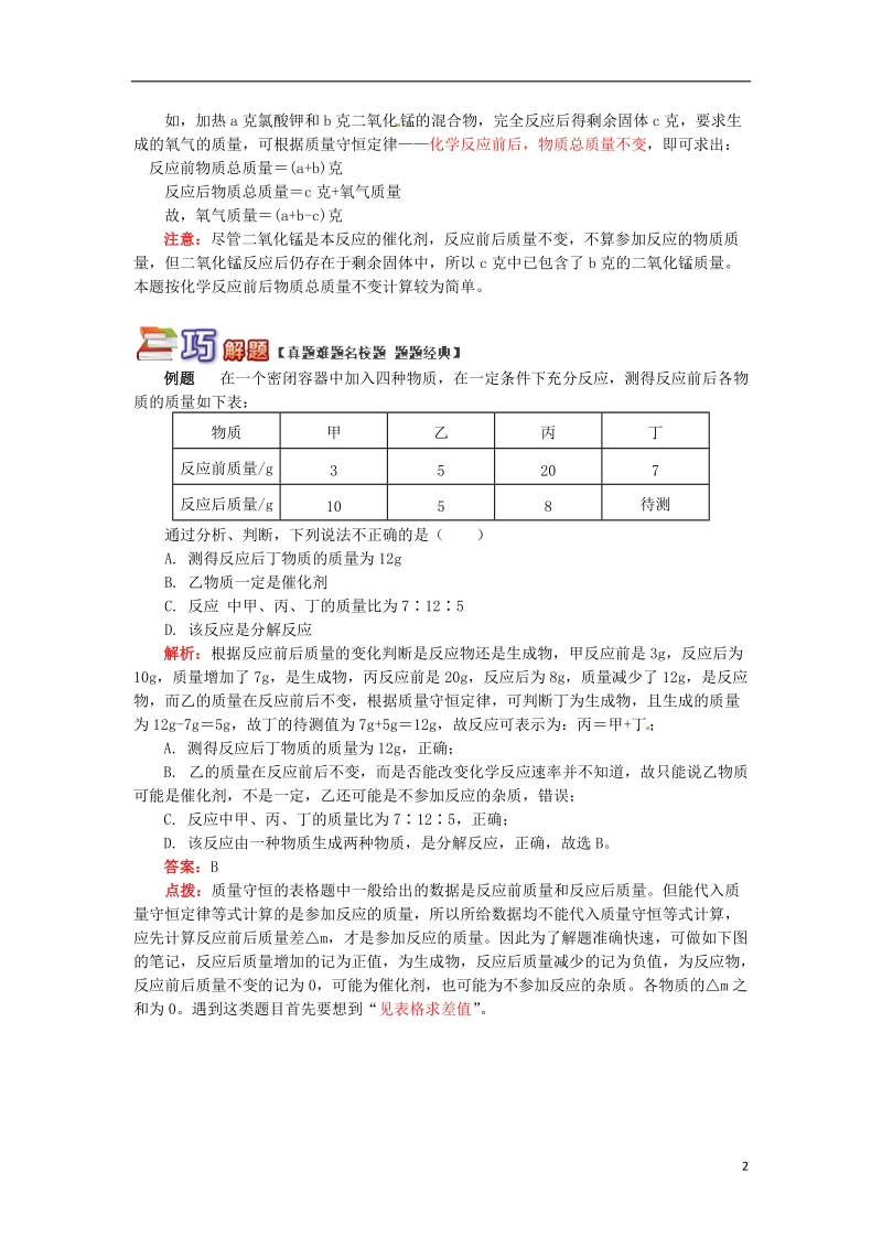 通用版中考化学重难点易错点复习讲练探索质量守恒定律含解析.doc_第2页