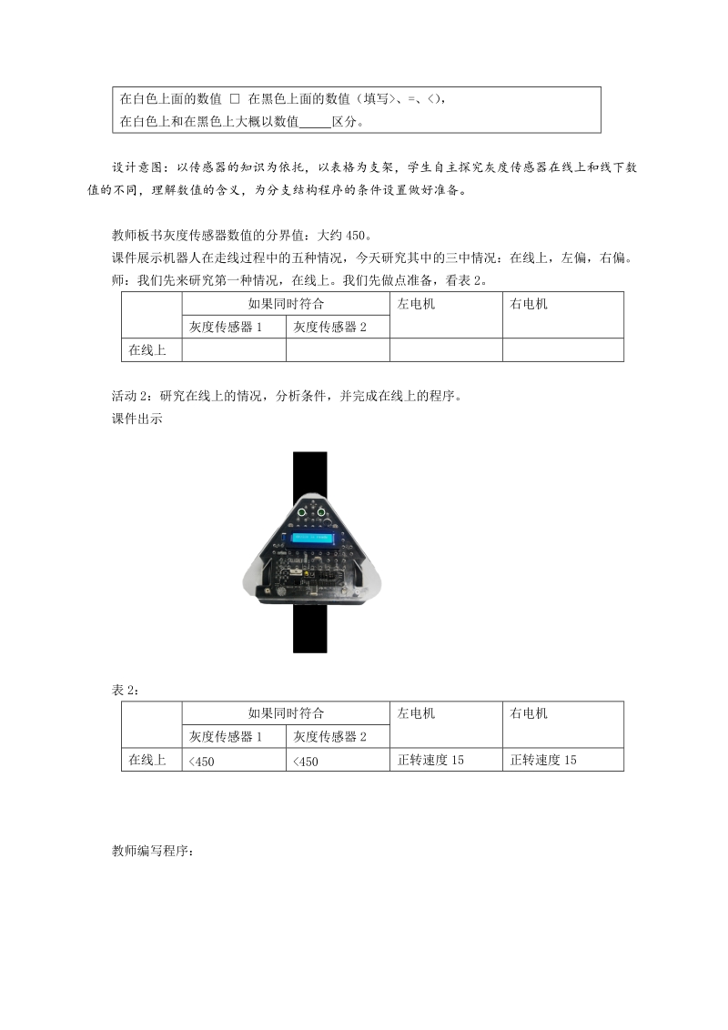 六年级上信息技术教案苏科版（新版）信息技术六年级7课-机器人沿线行走 教学设计苏科版（新版）.doc_第3页