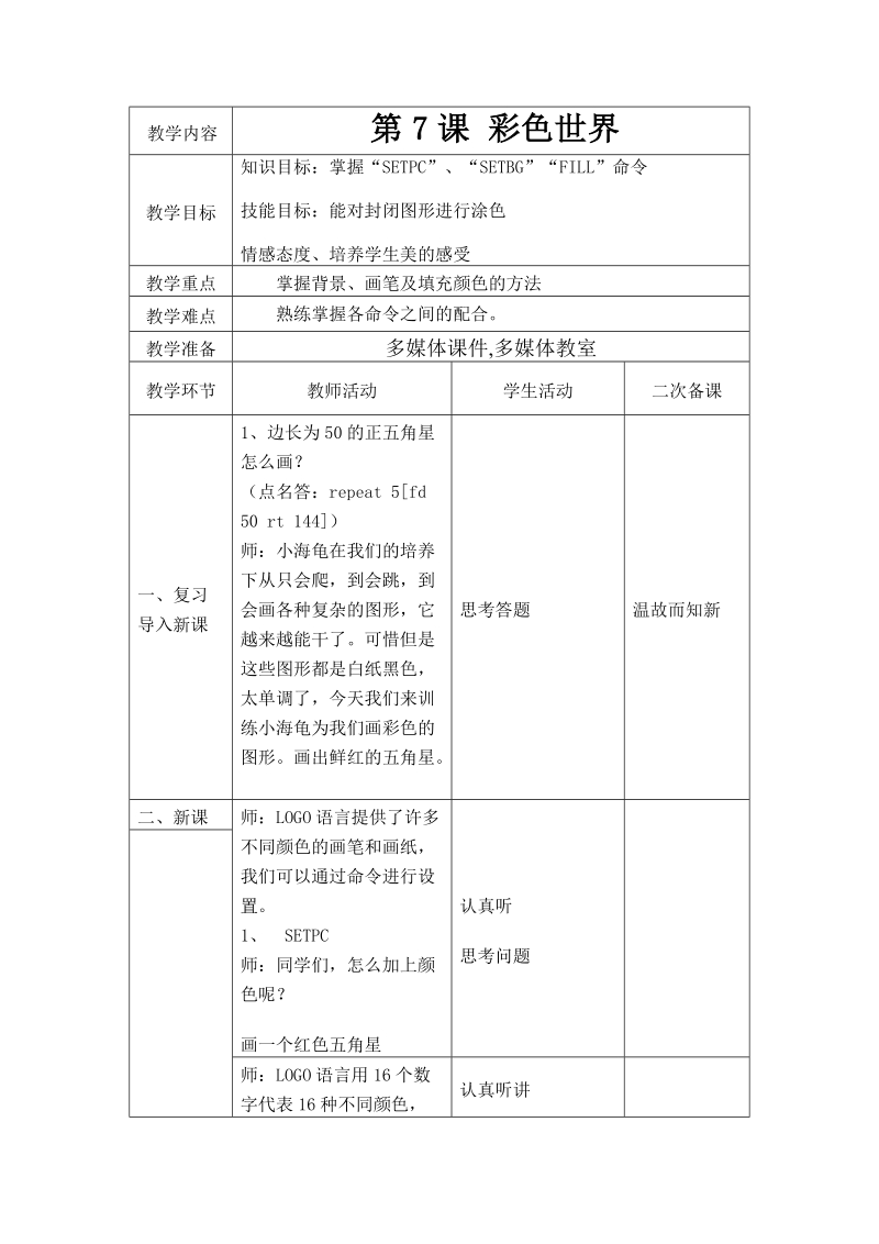 五年级上信息技术教案苏科版（新版）信息技术五年级7课-彩色世界 (3)苏科版（新版）.doc_第1页