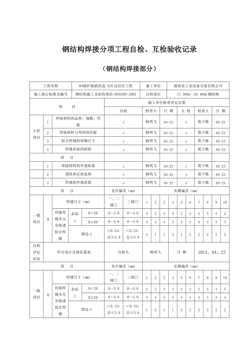 钢结构焊接自检记录.doc_第3页