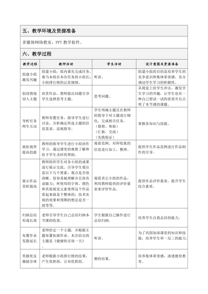 内蒙新版信息技术 五年级下册第13课“报头形式显个性”表格式教学设计方案.doc_第2页