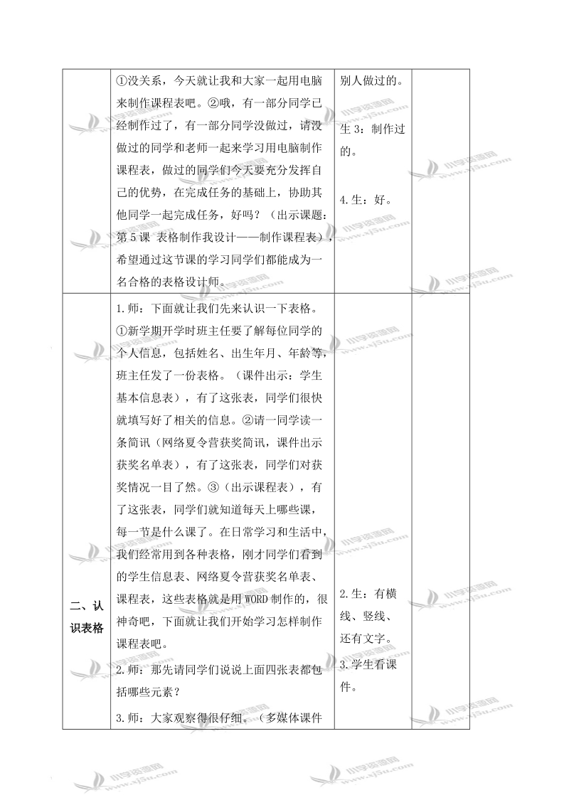 （苏科版）第二册信息技术教案 制作课程表 1.doc_第2页