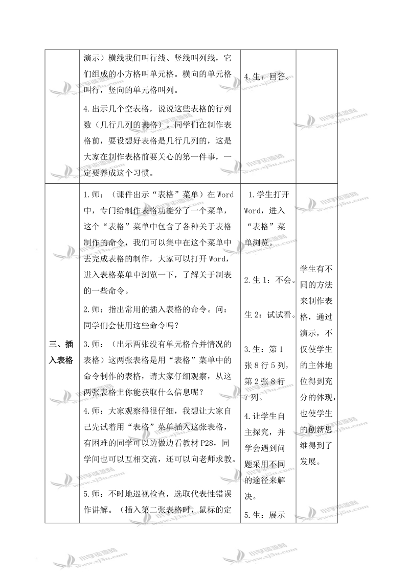 （苏科版）第二册信息技术教案 制作课程表 1.doc_第3页