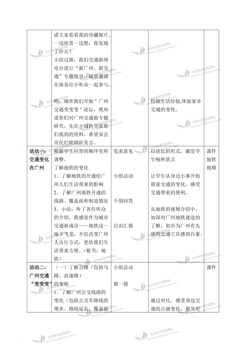 （北师大版）四年级品德与社会下册教案 路在脚下延伸-四通八达的交通 1.doc_第2页