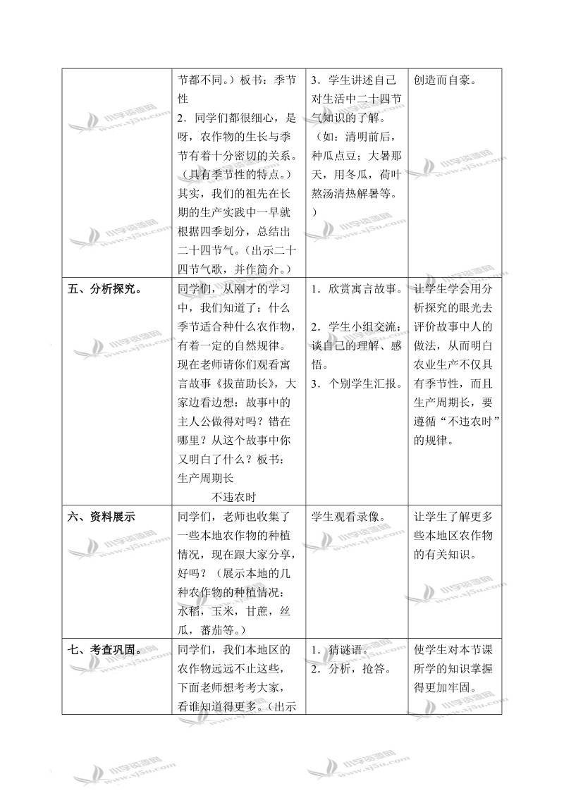 （北师大版）四年级品德与社会下册教案 人们在土地上耕耘-从种植到收获 1.doc_第3页