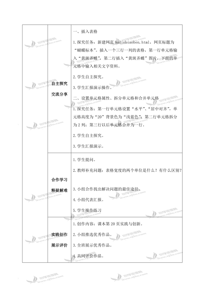 （青岛版）五年级信息技术下册教案 第四课 表格的制作.doc_第2页