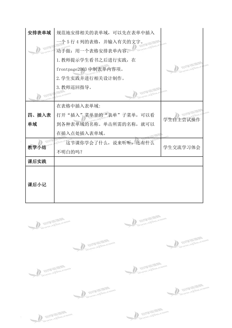 （人教新课标）五年级信息技术下册教案 制作表单网页 1 第一课时.doc_第2页