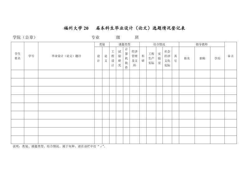 福州大学本科生毕业设计（论文）情况登记表.doc_第1页
