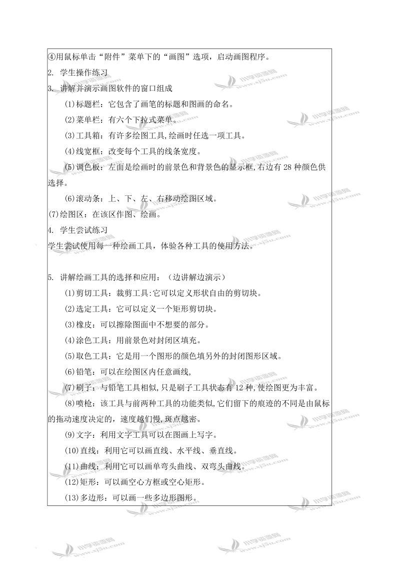 （北京版）第一册下信息技术教案 认识神奇的画图板.doc_第2页