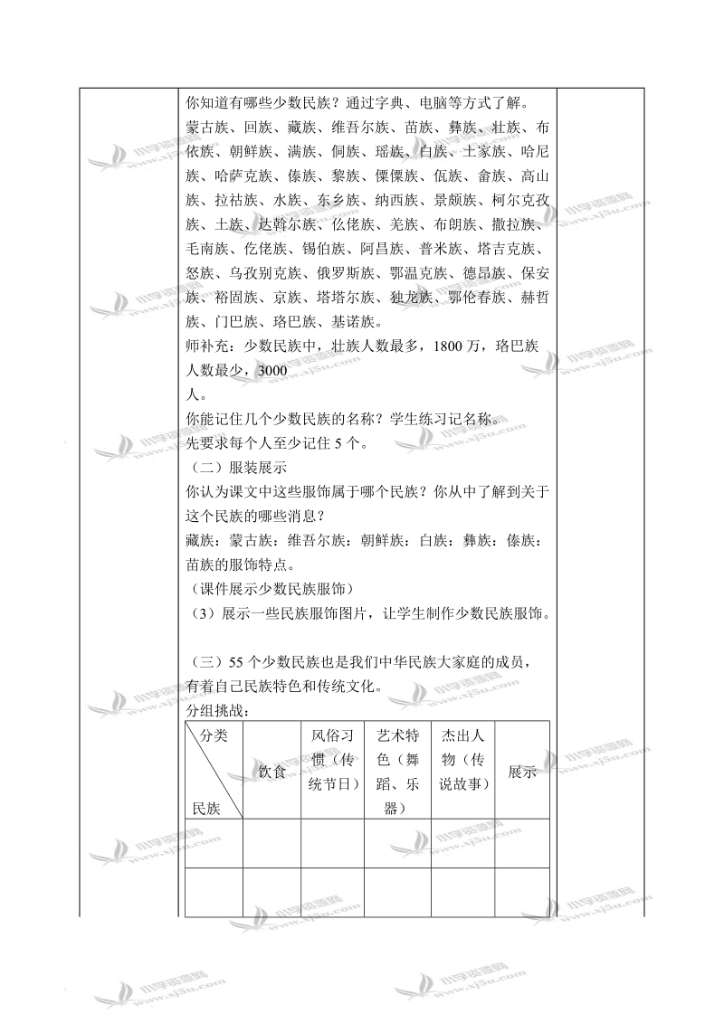 （浙教版）四年级品德与社会下册教案 56个民族是一家 5.doc_第2页