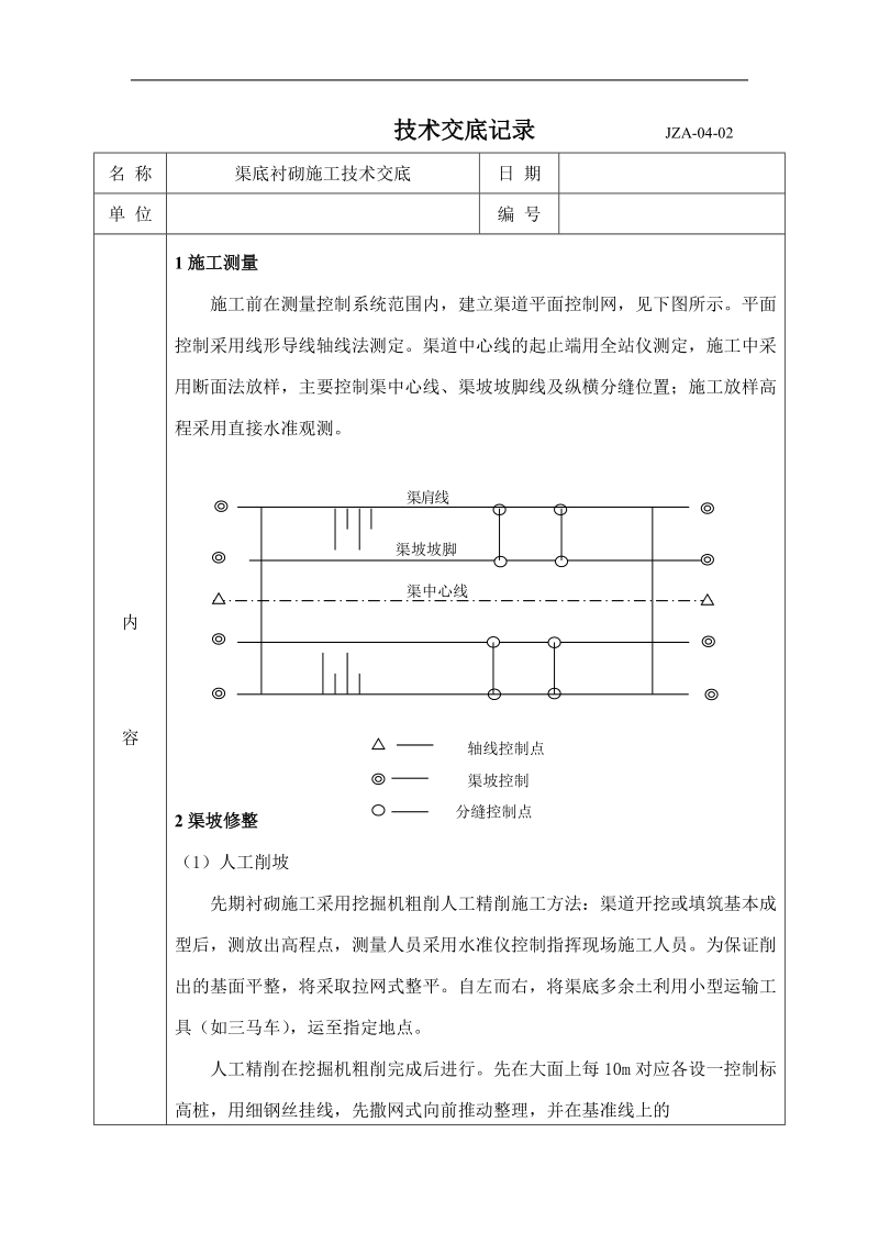 土渠渠底衬砌技术交底.doc_第1页