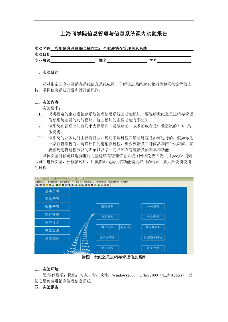 上海商学院信息管理与信息系统课内实验报告.doc_第1页