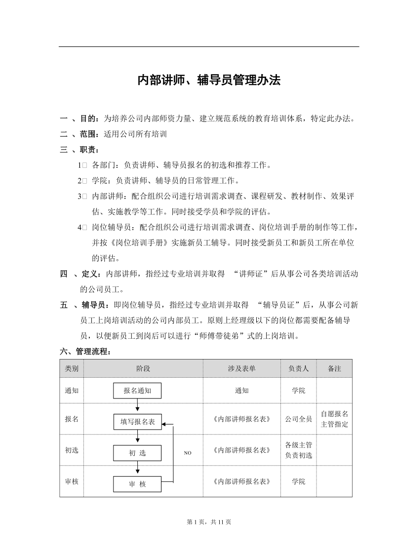 企业内部讲师辅导员管理办法.doc_第1页