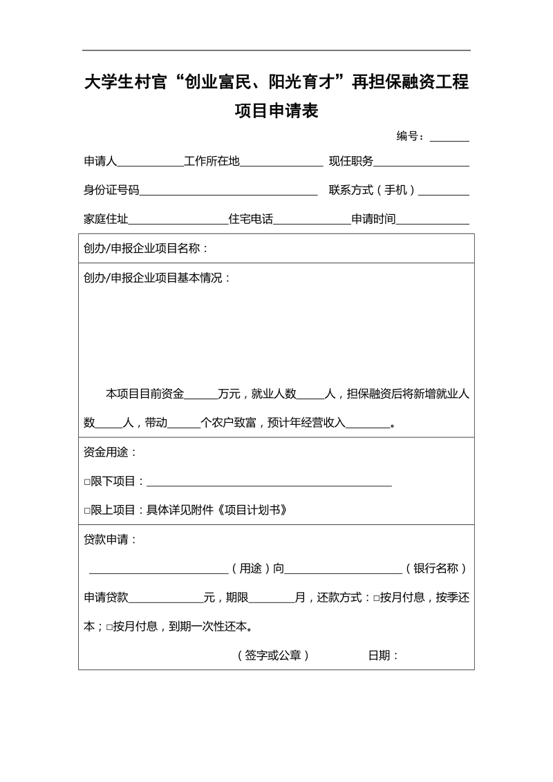 大学生村官项目立项申请表.doc_第1页