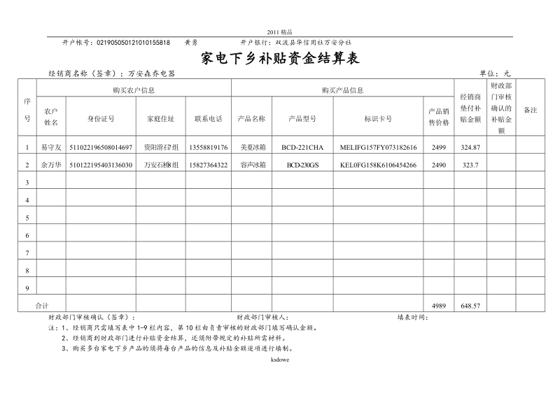 分享家电下乡补贴资金结算表..doc_第2页