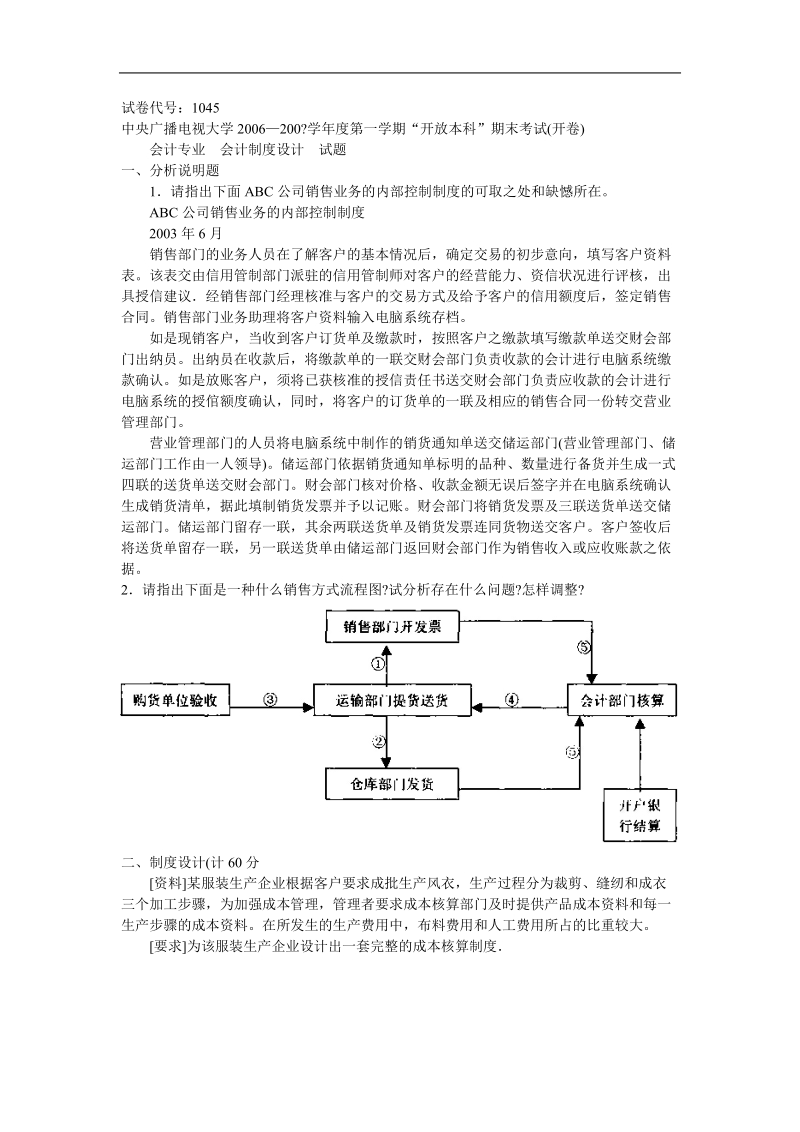 会计专业 会计制度设计 试题.doc_第1页