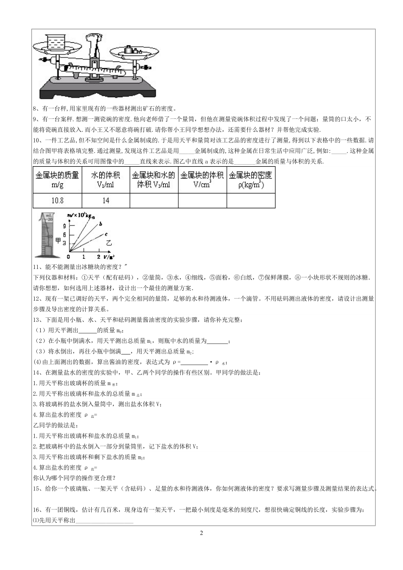 中考总复习 测密度全部题型.doc_第2页