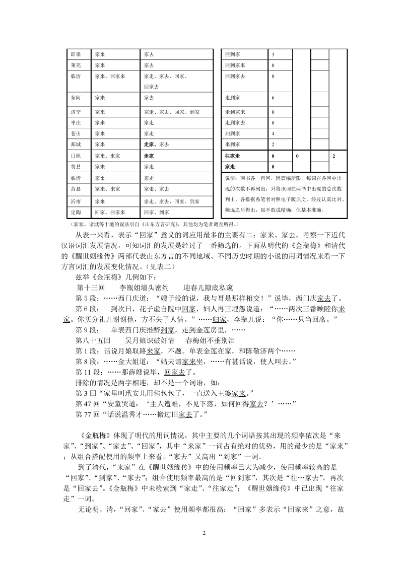 从明清及当今方言用词状况看方言词汇的发展变化——以表示“回家”意义的几个词为例.doc_第2页