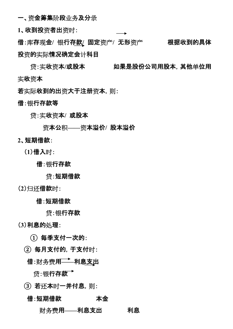 企业经营各阶段主要会计分录.doc_第1页