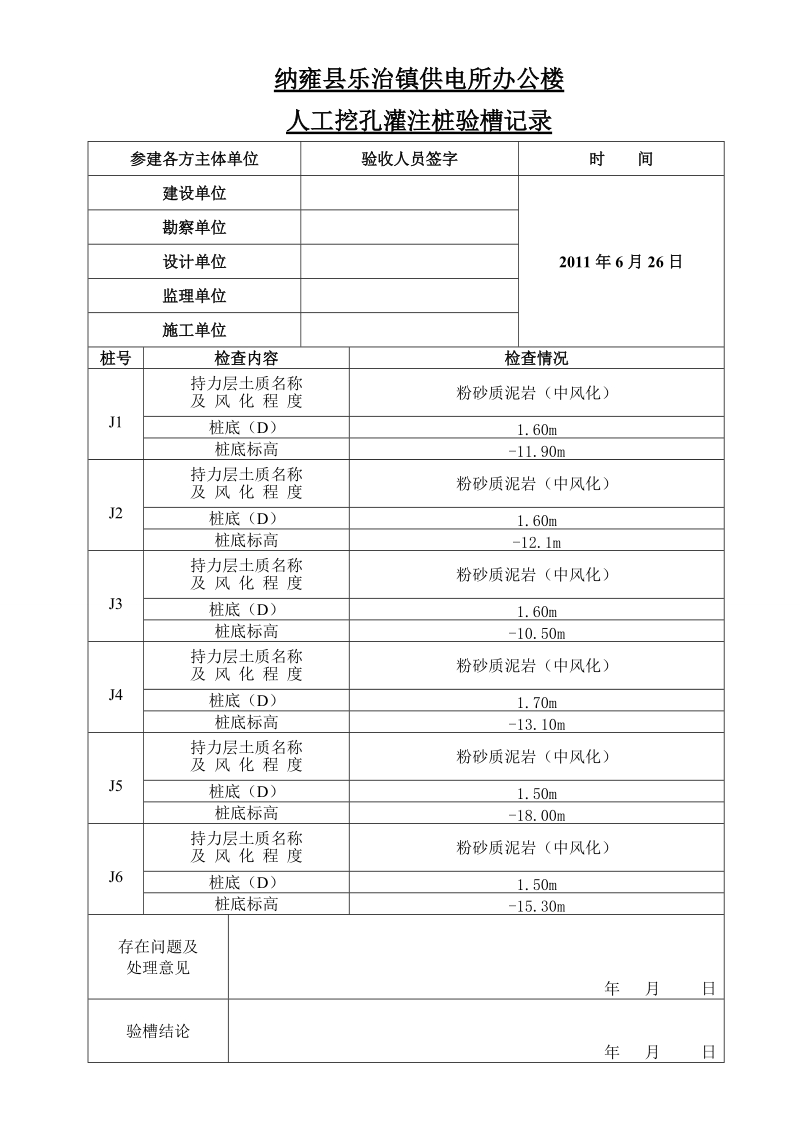 人工灌注桩验槽记录(乐治供电所)1.doc_第1页