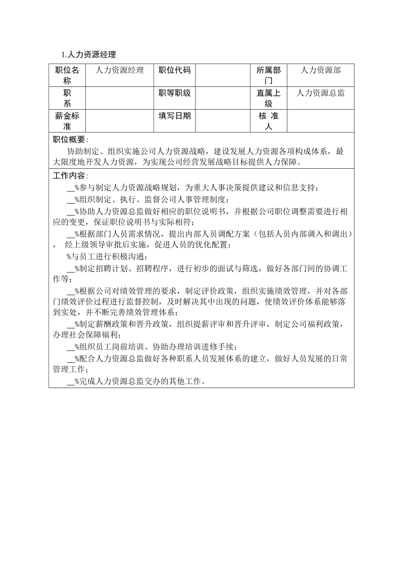 人力资源部岗位说明书(model3).doc_第2页