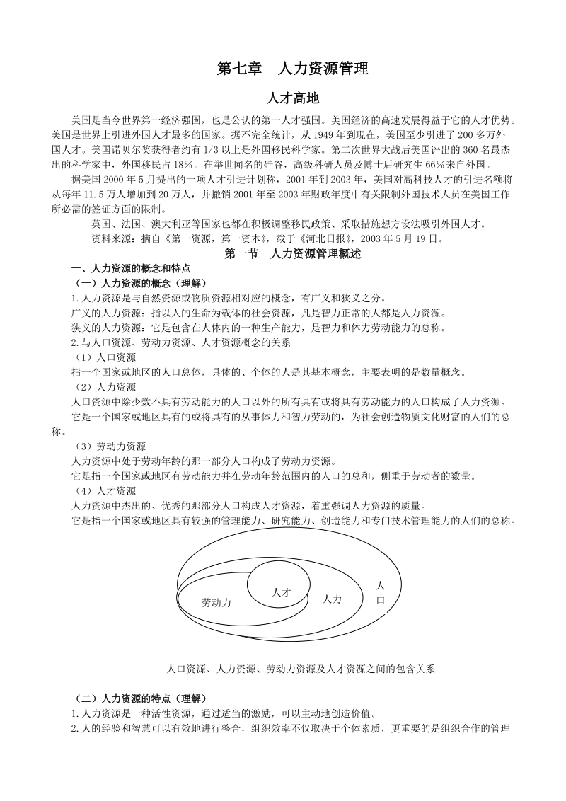 人力资源管理主要内容及学习要求.doc_第1页