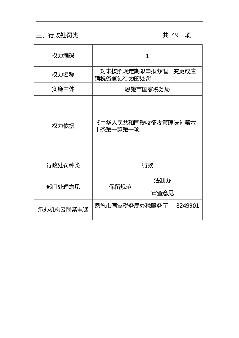 三、行政处罚类 共 49 项.doc_第1页