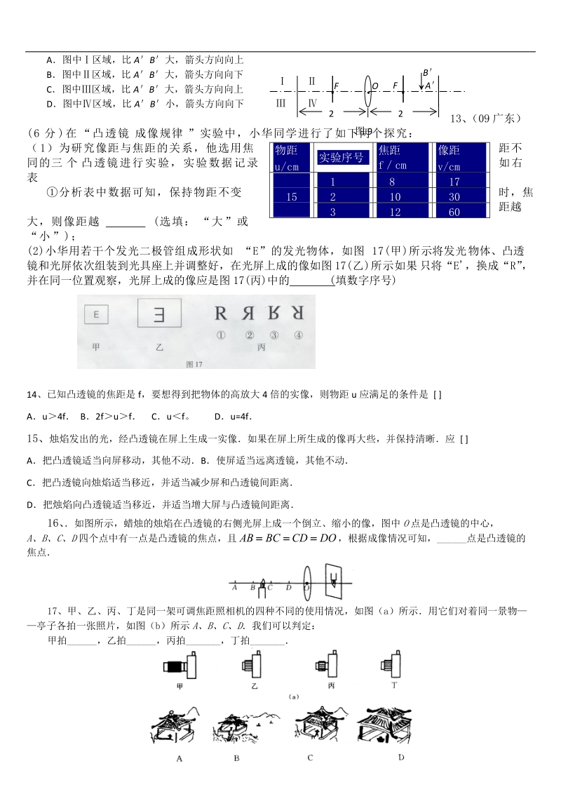 凸透镜成像规律习题一 (外加复印资料).doc_第2页