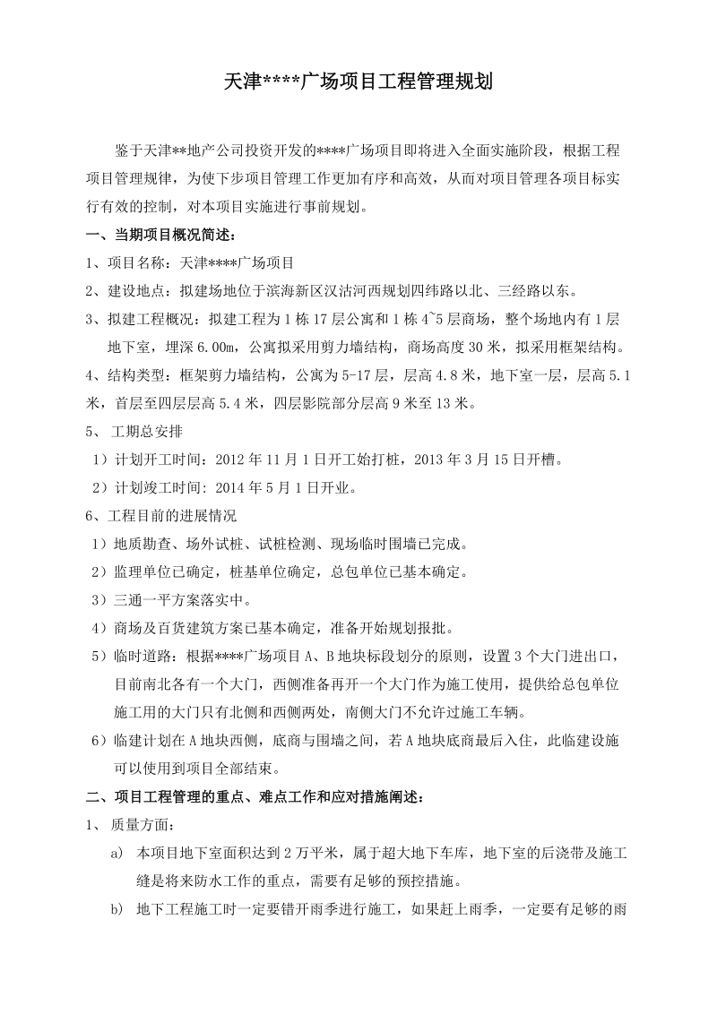 商业广场项目工程管理规划.doc_第2页