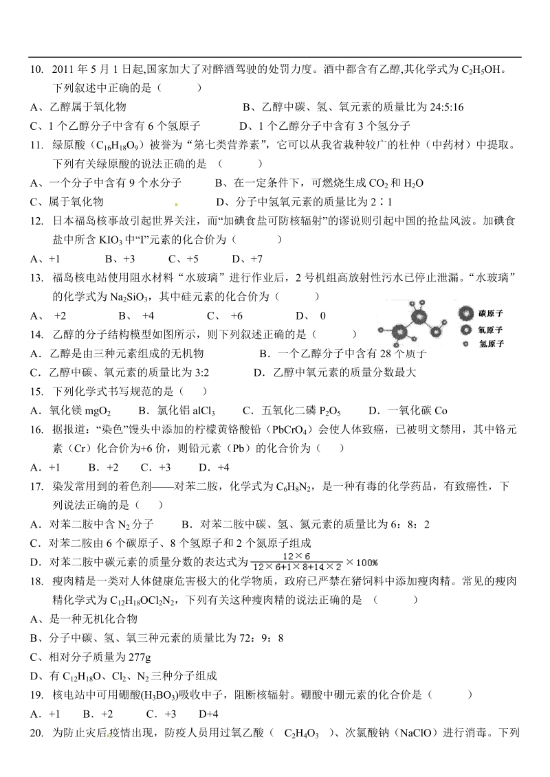 化学式、化合价　专题训练.doc_第2页