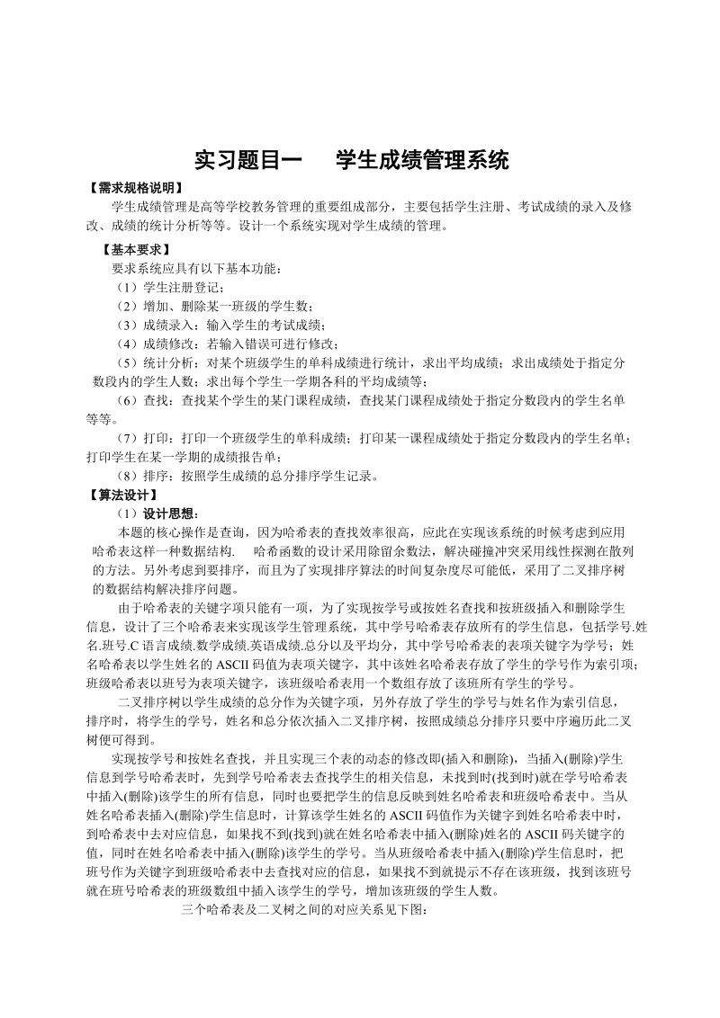 实习题目一 学生成绩管理系统指导书.doc_第1页