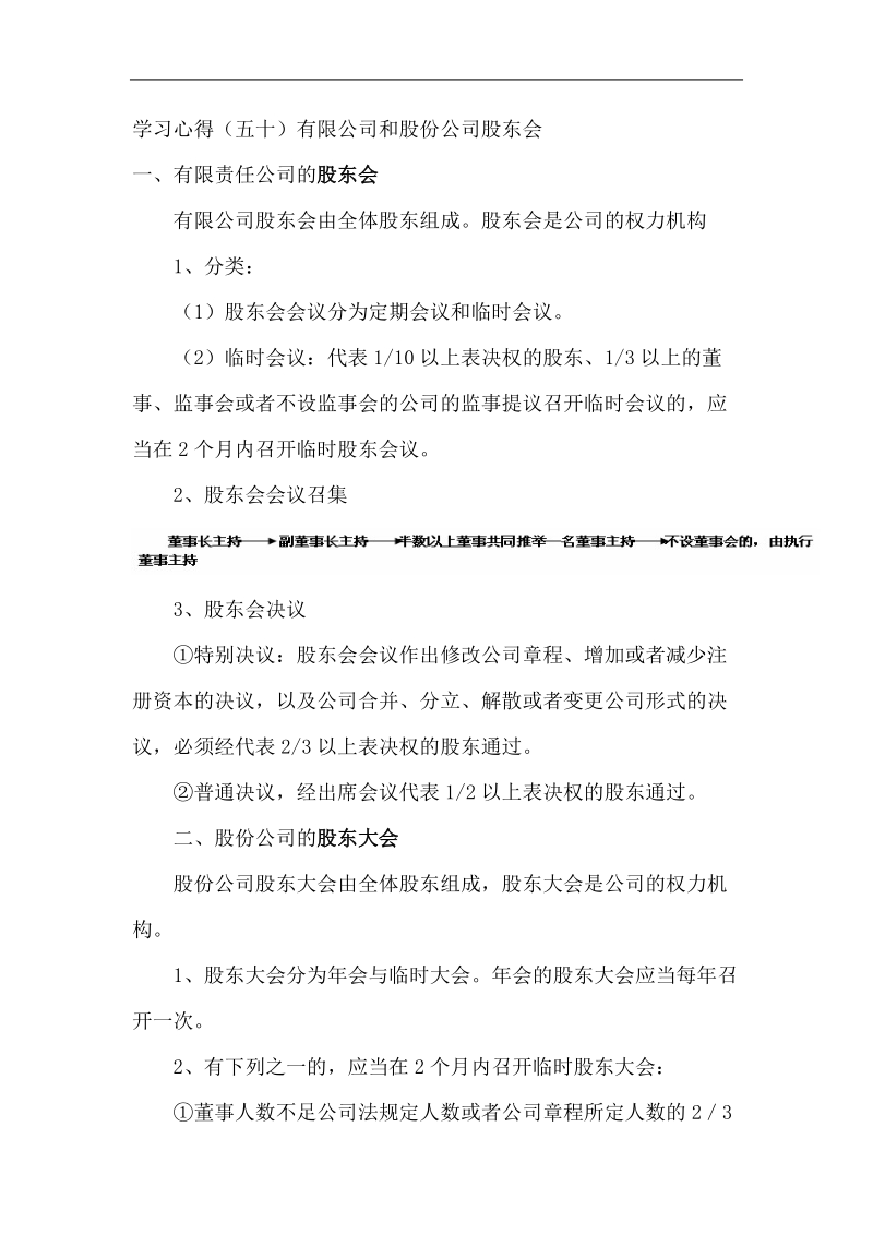 学习心得（五十）有限公司和股份公司股东会.doc_第1页