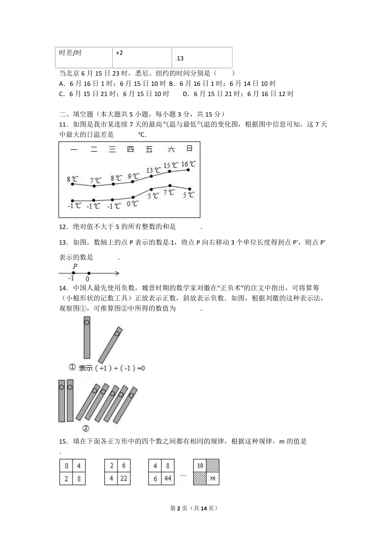 2018-2019学年七年级上月考 数学试卷（10月份）含答案解析.doc_第2页