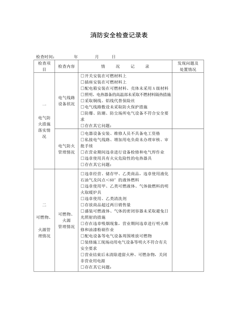 消防安全检查记录表.doc_第1页