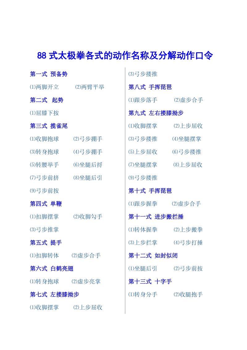 88式太极拳各式的动作名称.doc_第3页