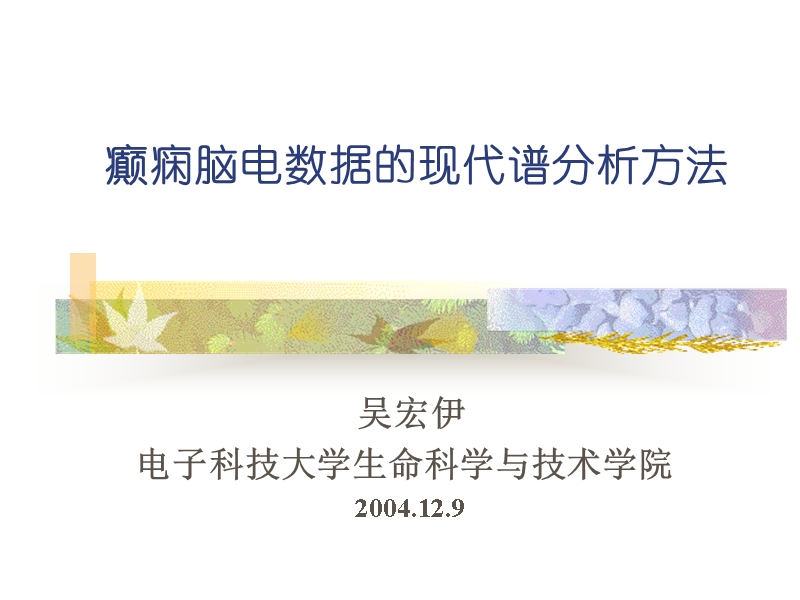 癫痫脑电数据的现代谱分析方法.ppt_第1页