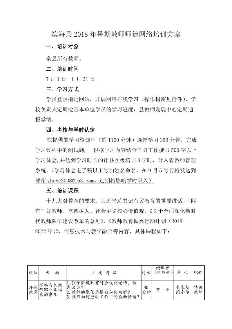 滨海县2018年暑期教师师德网络培训方案.doc_第1页