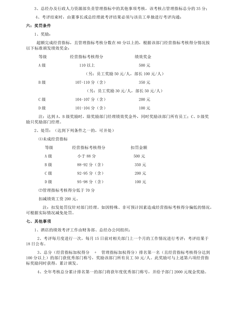 半岛水疗酒店绩效考核方案（试行）.doc_第2页