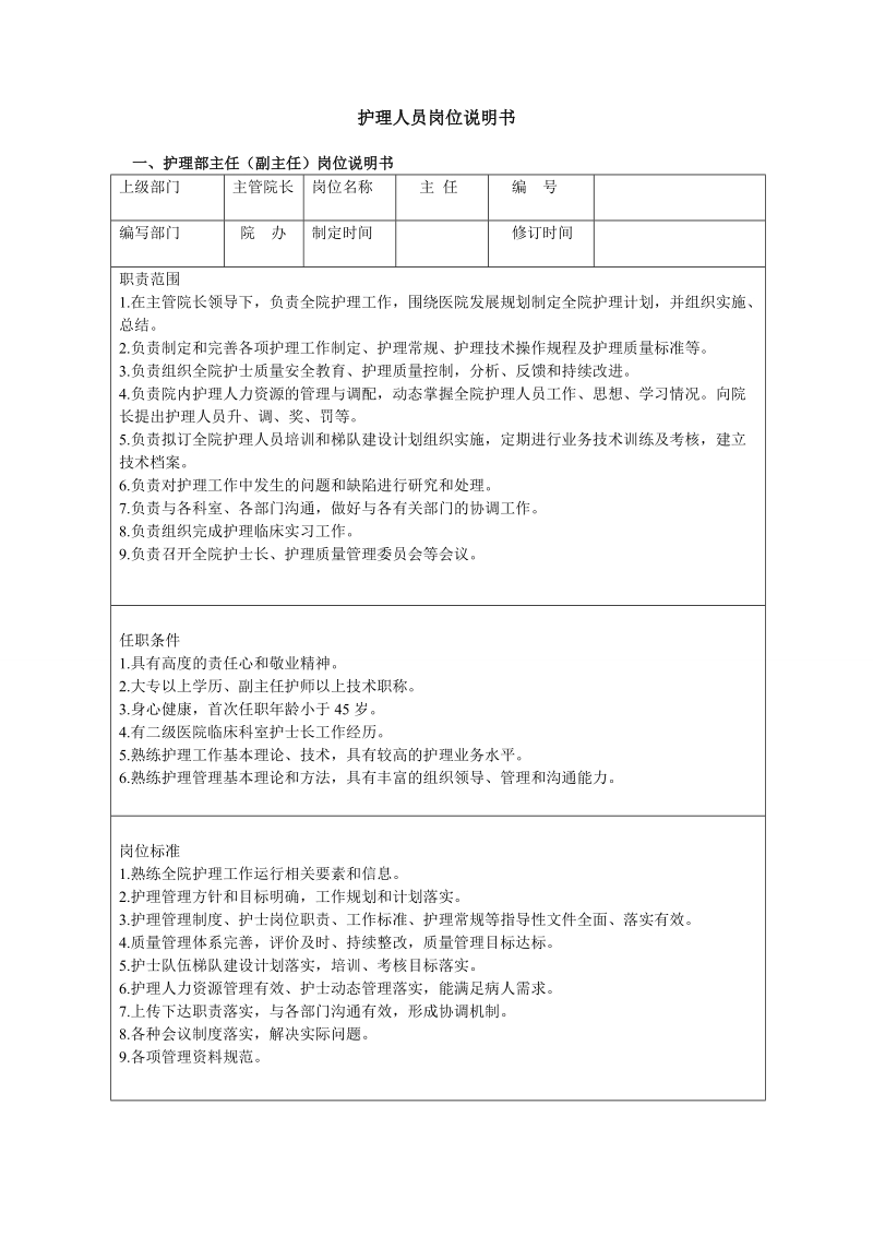 各级护理人员岗位说明书.doc_第1页