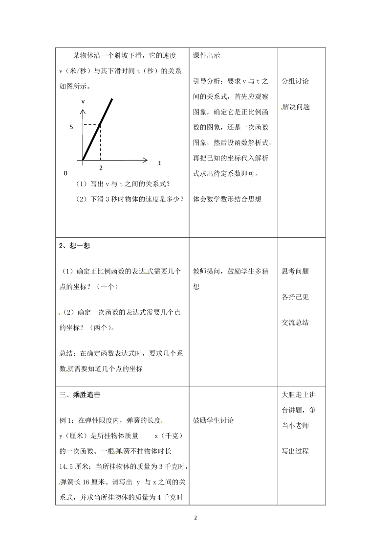 北师大版初中二年级数学上册教案：确定一次函数表达式.doc_第2页