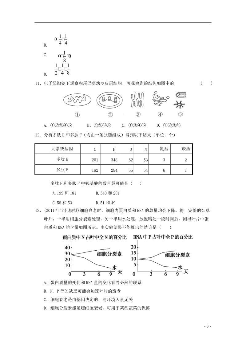 山东省德州市2011-2012学年高三生物上学期期中模拟测试2新人教版.doc_第3页