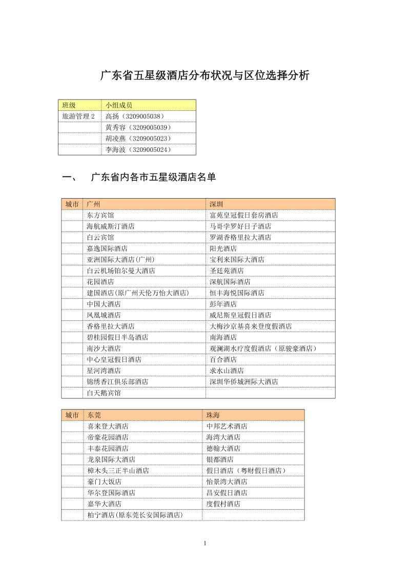 广东省五星级酒店分布状况.doc_第1页