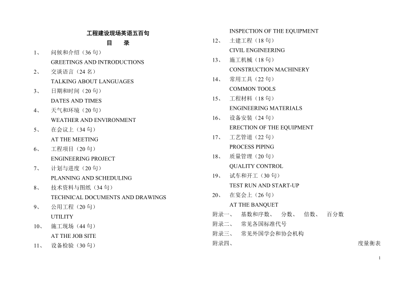 工程建设现场英语五百句.doc_第1页