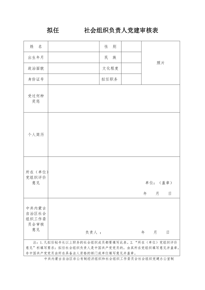 拟任 社会组织负责人党建审核表.doc_第1页