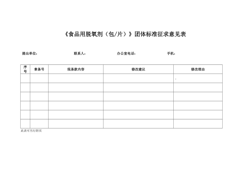 关于征询食品用脱氧剂包片团体标准征求意见稿意见和建议的函.docx_第1页